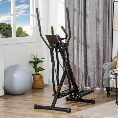 Elliptical Exercise Bike with 4 Resistance Levels, LCD Monitor and 2 Wheels, in Steel and ABS, 90x62x150 cm, Black