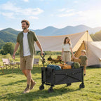 Outsunny 80L Folding Garden Cart with Adjustable Handle, Metal and Oxford Fabric, 78x47.5x92 cm, Black