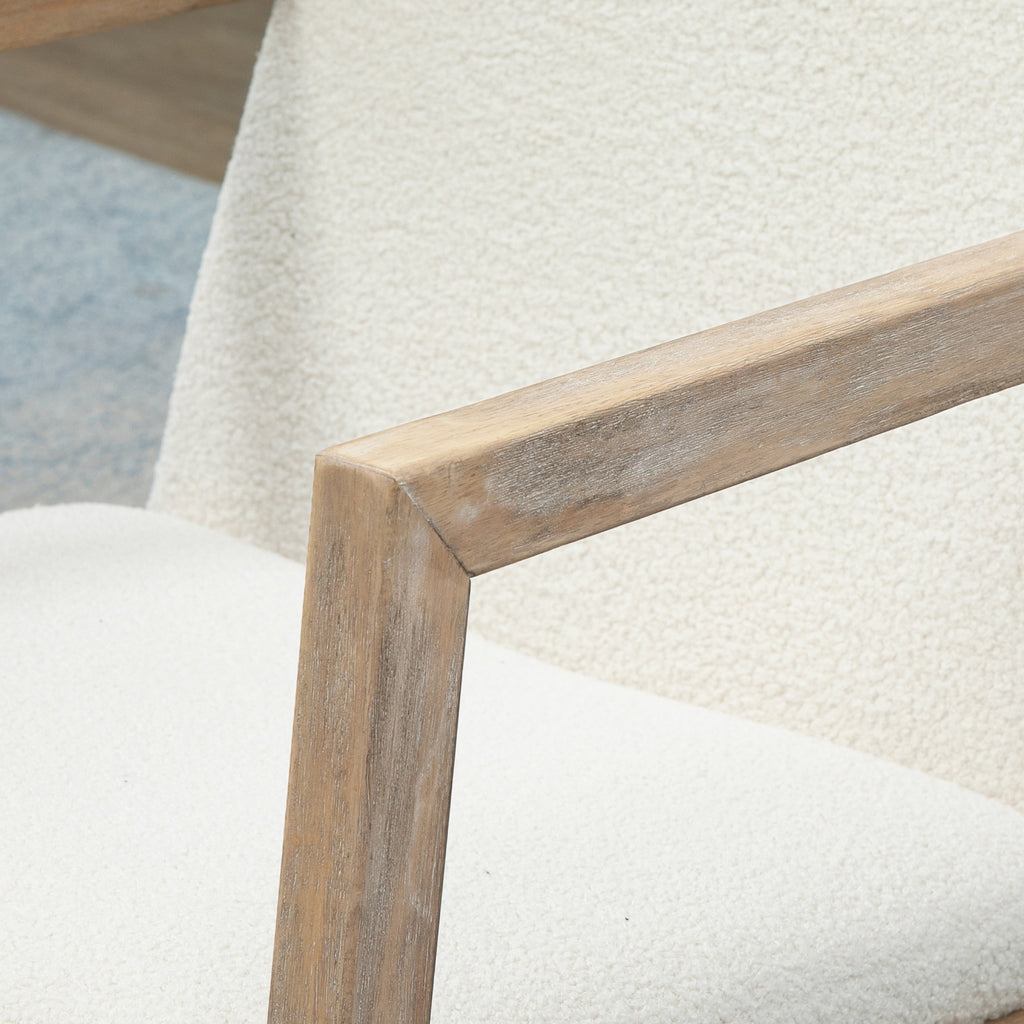 Rocking Chair with Seat and Back Cushions, Wood, Pile and Foam, 60x81x71 cm, Cream