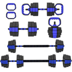 SPORTNOW 6-in-1 Plastic and Sand Gym Weight Set, Can Be Used as Kettlebell, Dumbbell, Barbell, Stand, Blue