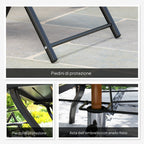 7-Piece Garden Set with Dining Table with Umbrella Hole and 6 Folding Chairs, Gray