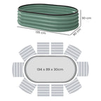 Outsunny Set of 2 Raised Garden Beds in Galvanized Metal with Rubber Edge and Modular Design, 135x90x30 cm Green