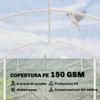 Outsunny 3x4x2 m Tunnel Greenhouse with Roller Doors, Steel Frame and Anti-UV PE Cover, Transparent