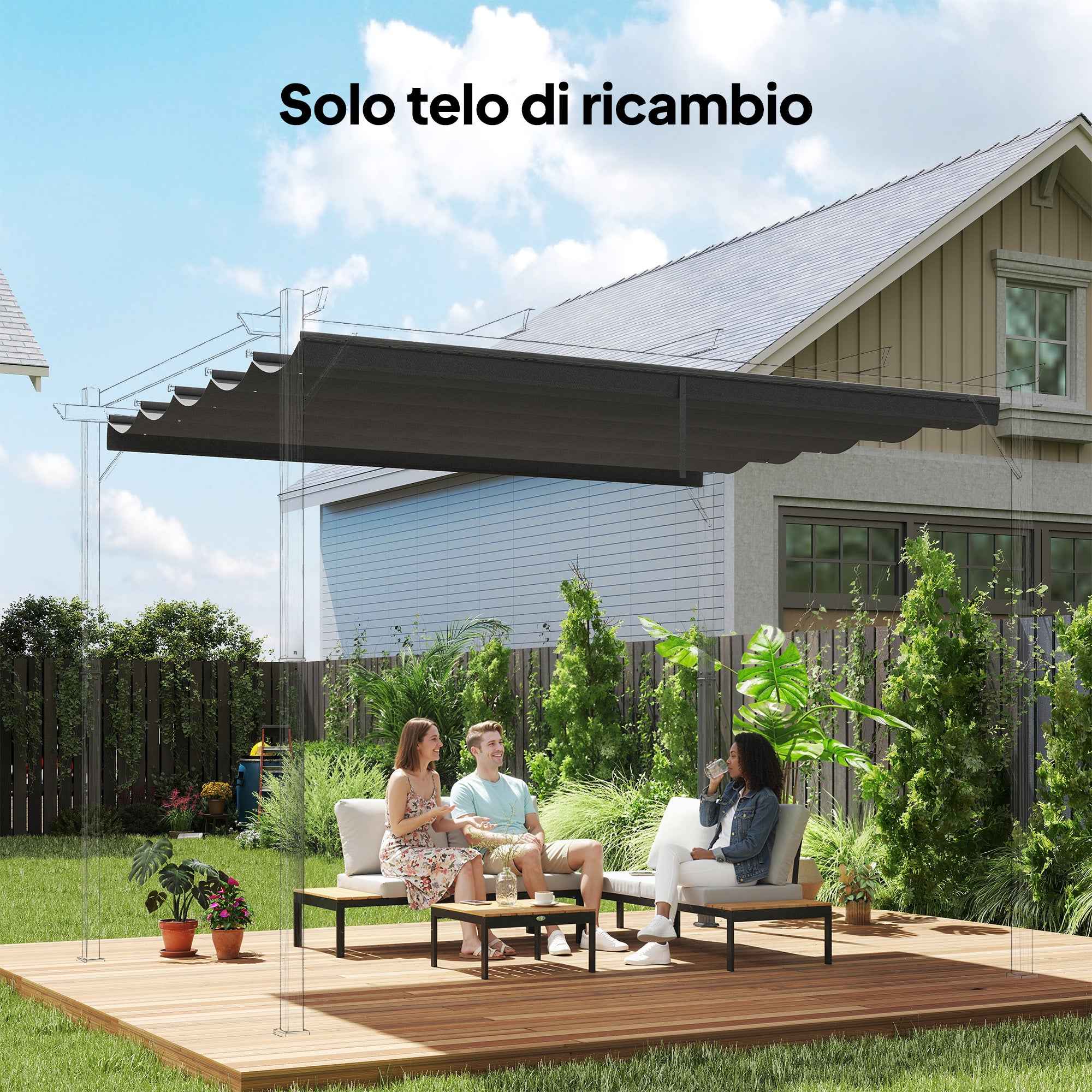 Outsunny 10-Hole Garden Gazebo Replacement Canopy, Breathable Polyester Cover, Grey