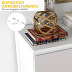 Chest of 5 Wooden Drawers with Grooved Handles, 60x38x100cm, White