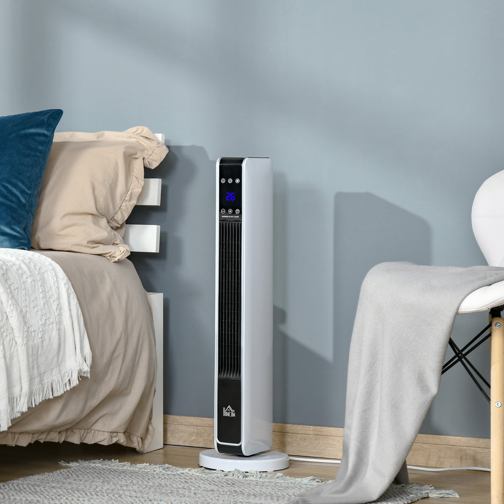 HOMCOM 2200W Electric Ceramic Heater with 3 Modes, 8-Hour Timer, Remote Control, LED Panel, White
