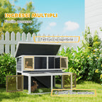 2-Tier Hutch with Removable Tray in Fir Wood and Steel, 122x95x93.5 cm, Multicolor