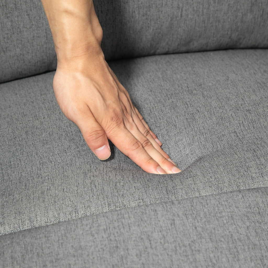 Reclining Chair with Footrest, in Linen Effect Fabric, Wood and Metal, 77x91x106 cm, Dark Grey