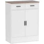 Modern Sideboard with 2 Drawers and 2 Doors, Adjustable Internal Shelf, White and Wood
