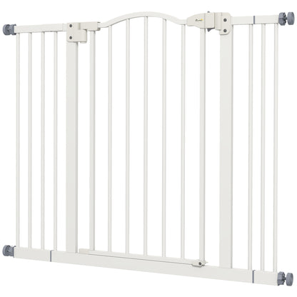 PawHut Extendable Dog Gate Without Screws Adjustable from 74-100 cm High 78 cm in Metal, White - Borgè