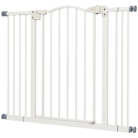 PawHut Extendable Dog Gate Without Screws Adjustable from 74-100 cm High 78 cm in Metal, White