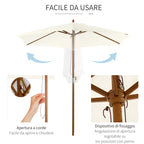 2.5x2.3 m 6-Rib Garden Umbrella, Wood and Polyester, Cream White - Borge' Group Limited