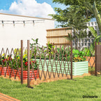 Outsunny Adjustable Width Garden Fence, Metal and Aluminum, 250x31x103.5 cm, Brown