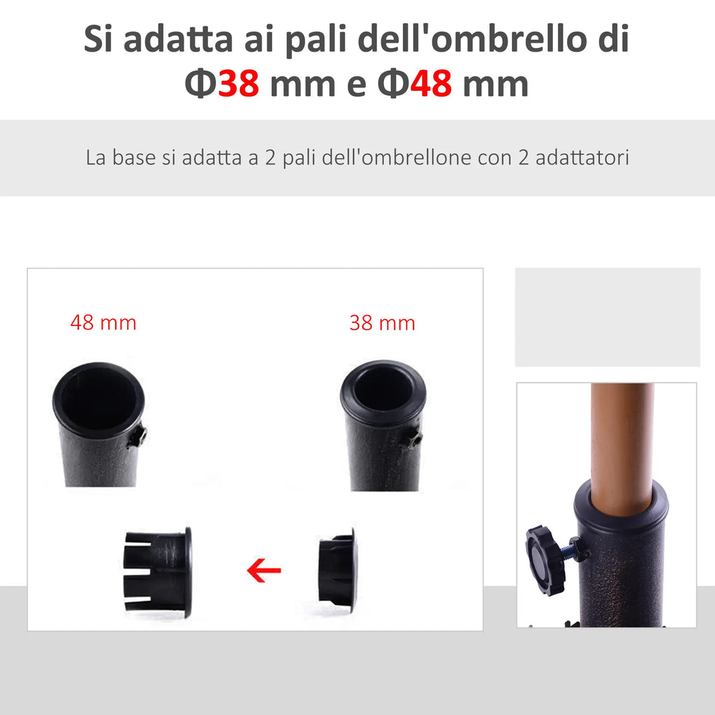 Square Resin Umbrella Base for Ø3.8/4.8cm Poles, 47x47x32cm - Borge' Group Limited