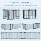 8 Section Folding Dog Safety Gate, Self-Locking & Locking System, Black - Borge' Group Limited