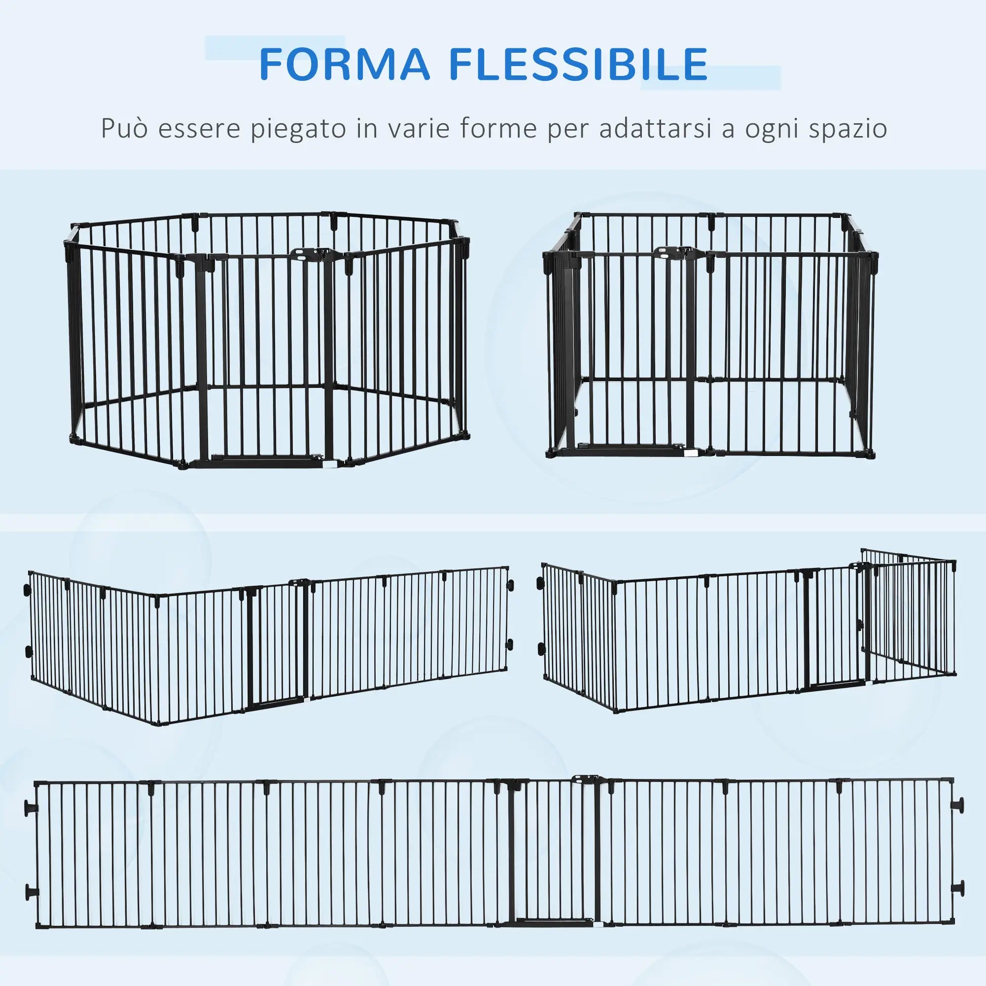 8 Section Folding Dog Safety Gate, Self-Locking & Locking System, Black - Borge' Group Limited