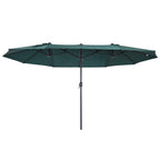 Double Garden Umbrella with Crank Opening, in Steel and Polyester, 455x265x238cm, Dark Green - Borge' Group Limited