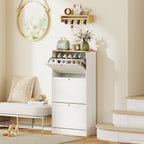 Space-Saving 3-Drawer Shoe Rack with 2-Tier Adjustable Shelves, Wooden, 60x23.5x115 cm, White