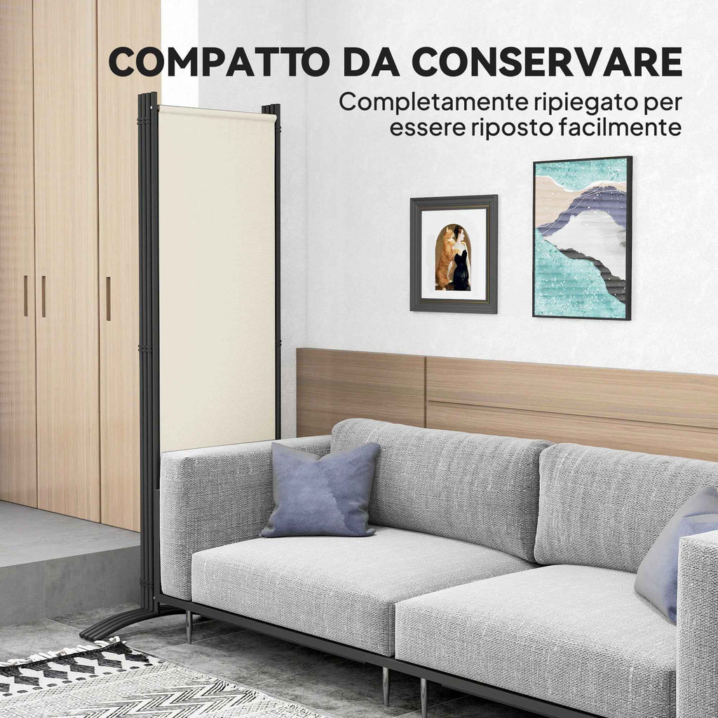 Outsunny 4-Panel Folding Indoor and Outdoor Room Divider, 221x50x172cm, Cream