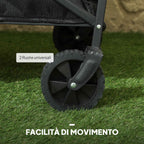 Outsunny 62L Folding Garden Cart with Adjustable Handle, Metal and Oxford Fabric, 76x48x86 cm, Black