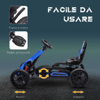 Pedal Go Kart for Kids Ages 3-8 with Adjustable Seat and EVA Wheels, 100x58x58.5 cm, Blue