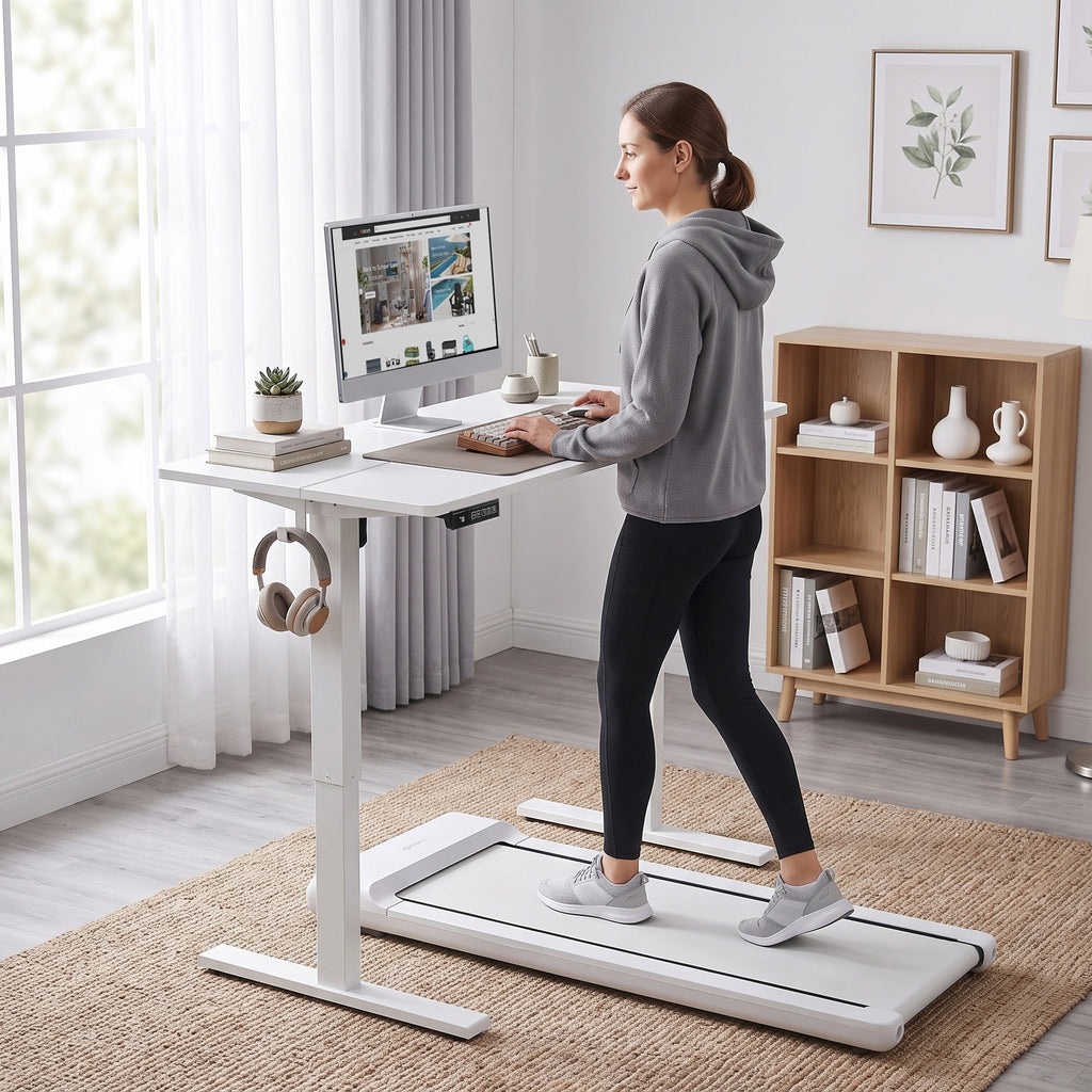 HOMCOM Electric Height-Adjustable Desk with Memory Function, 100x60x72-118 cm, White