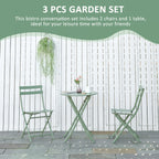 Outsunny garden set 3 folding steel, 2 chairs 42x50x81 cm and table Ø60x71 cm, green - Borgè