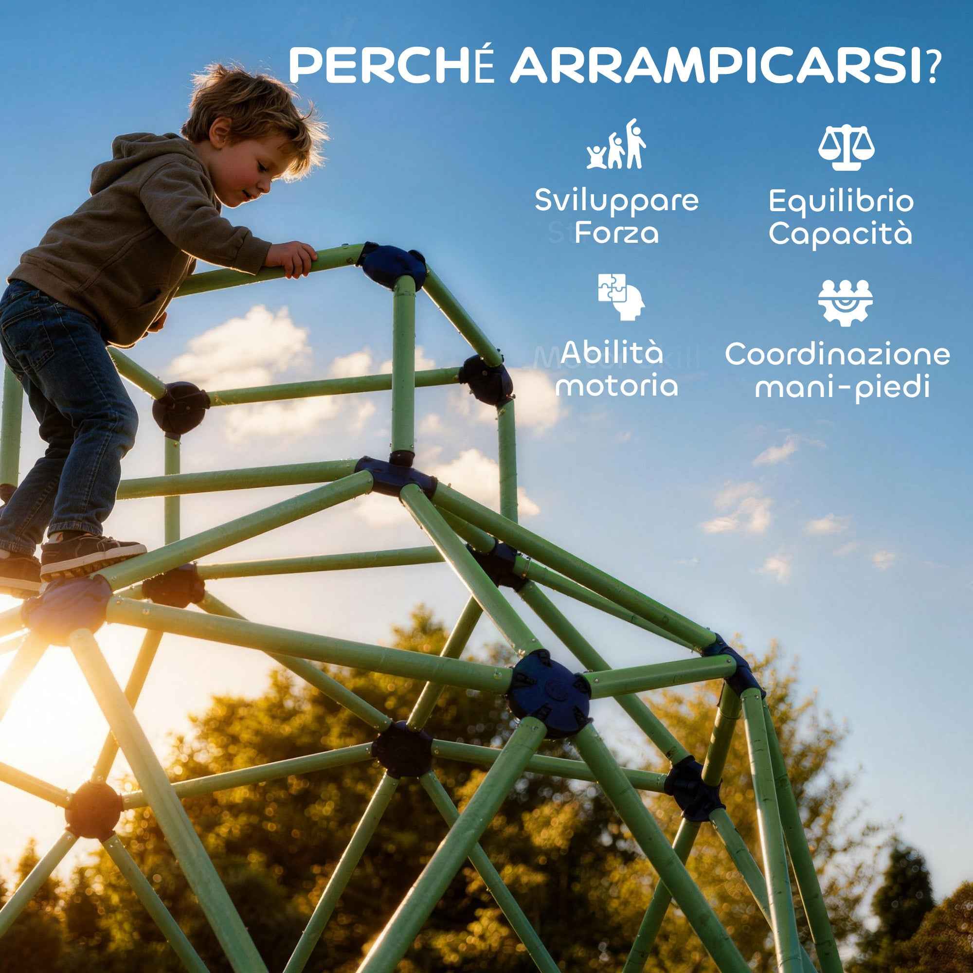 Children's Climbing Game Dome with Beveled Edges, in PP, 182.5x182.5x119 cm, Green and Purple