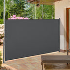 Garden Privacy Screen Extendable up to 3 m and 1.6 m High, Anti-UV Polyester and Aluminum, Grey