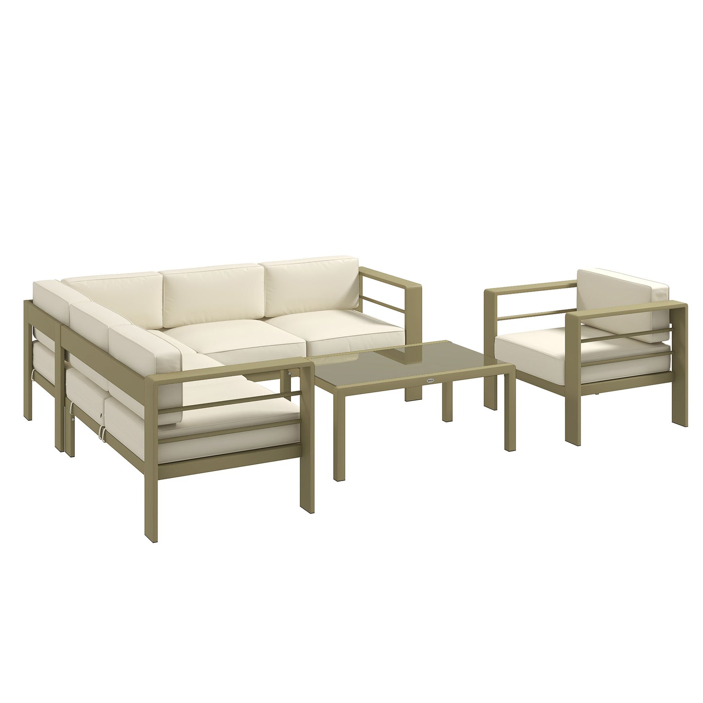 MIDERA | 5-piece garden set in aluminum with coffee table, 2 sofas, corner armchair and single armchair - Borgè