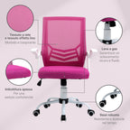 Ergonomic Office Chair with Lumbar Support, Folding Armrests, Breathable Mesh Swivel Desk Chair with Reclining Backrest and Adjustable Height, 120kg Capacity, Pink