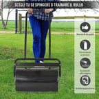Outsunny 32x50cm Waterproof Black Metal Garden Roller with a 38 Litre Reservoir (Water or Sand)