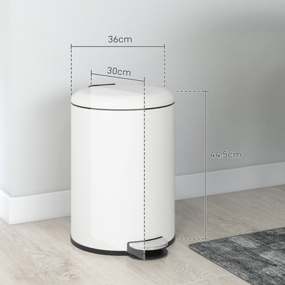 Pedal Bin 20L with Soft-Close Lid, Metal and PP, 36x30x44.5 cm, Cream