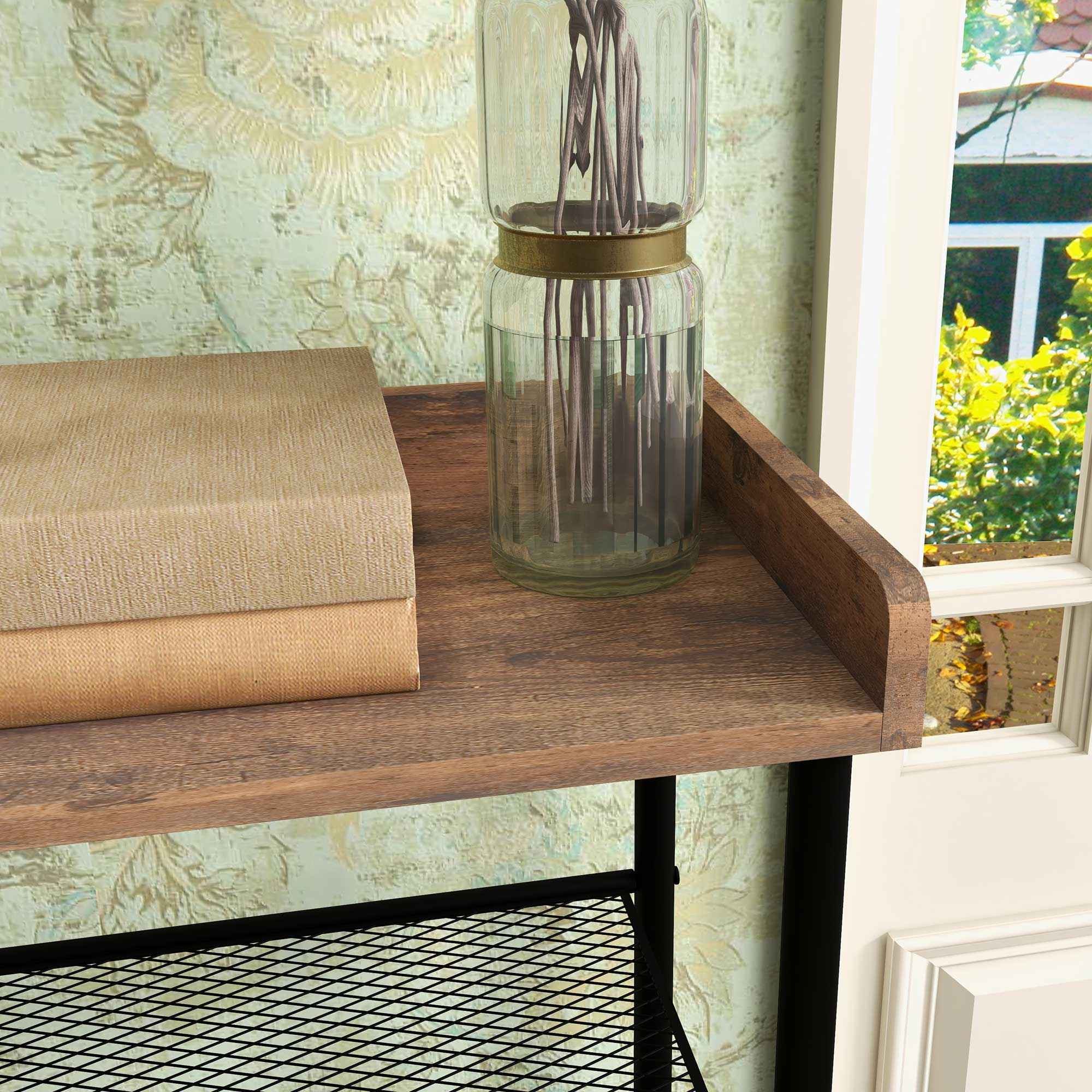 HOMCOM 6-Hook Coat Rack, Chipboard and Steel, Shoe Rack, 92.5 x 28.2 x 182 cm