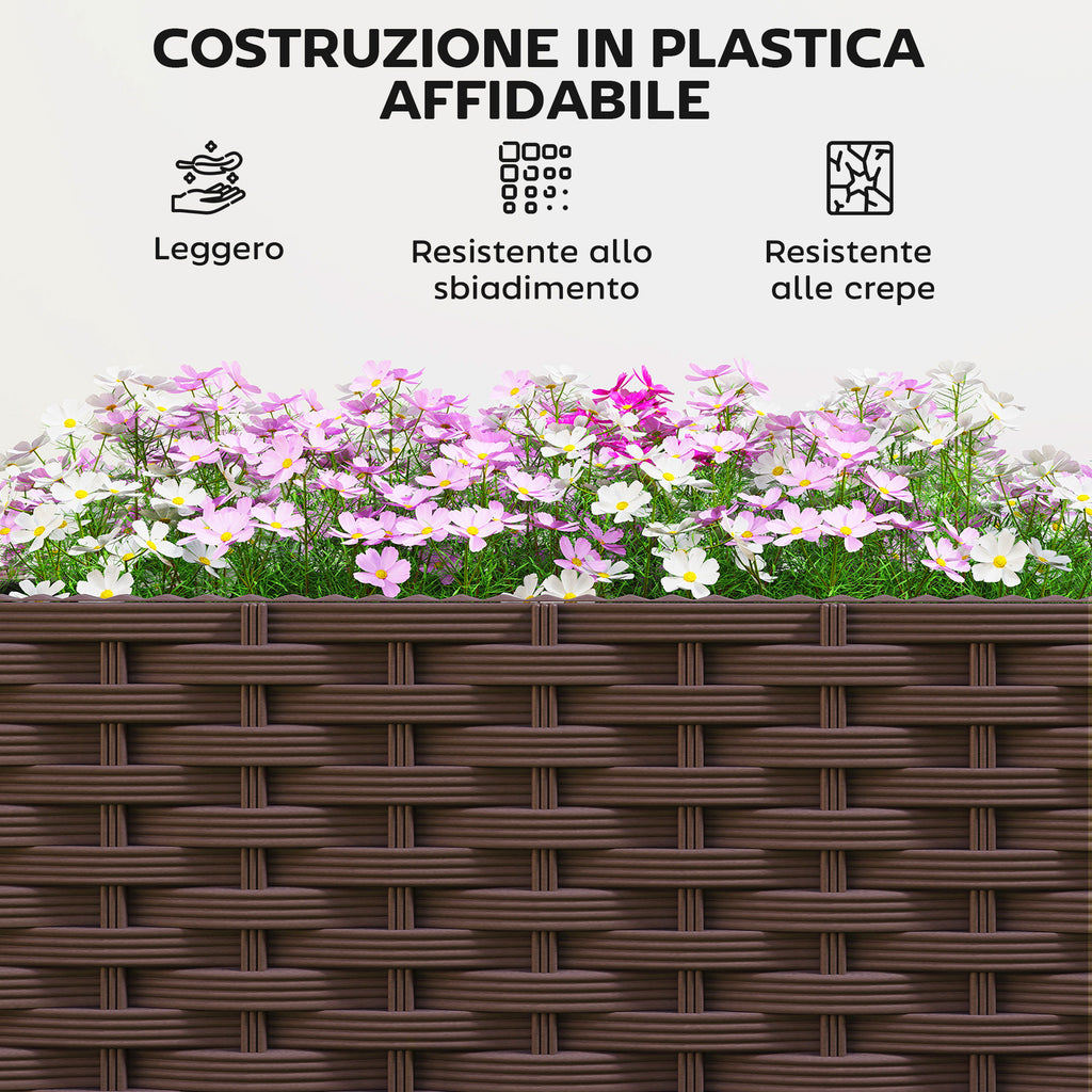 Outsunny 20L Raised Trellis Planter with Lockable Wheels and Self-Watering System, Brown