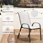 Outsunny 3-Piece Garden Set with 2 Garden Chairs 54x71x93 cm and Round Table Ø60x71 cm in Grey Steel