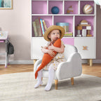Scandinavian Style Children's Armchair with Cloud Armrests in White Fabric, 46x51x55 cm