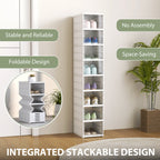 Shoe Rack with 8 Stackable and Foldable Shoe Containers with Transparent Panel, White