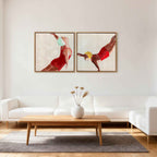 HOMCOM Set of 2 Modern Canvas Prints, Wall Art with Hooks Included, 40x40 cm