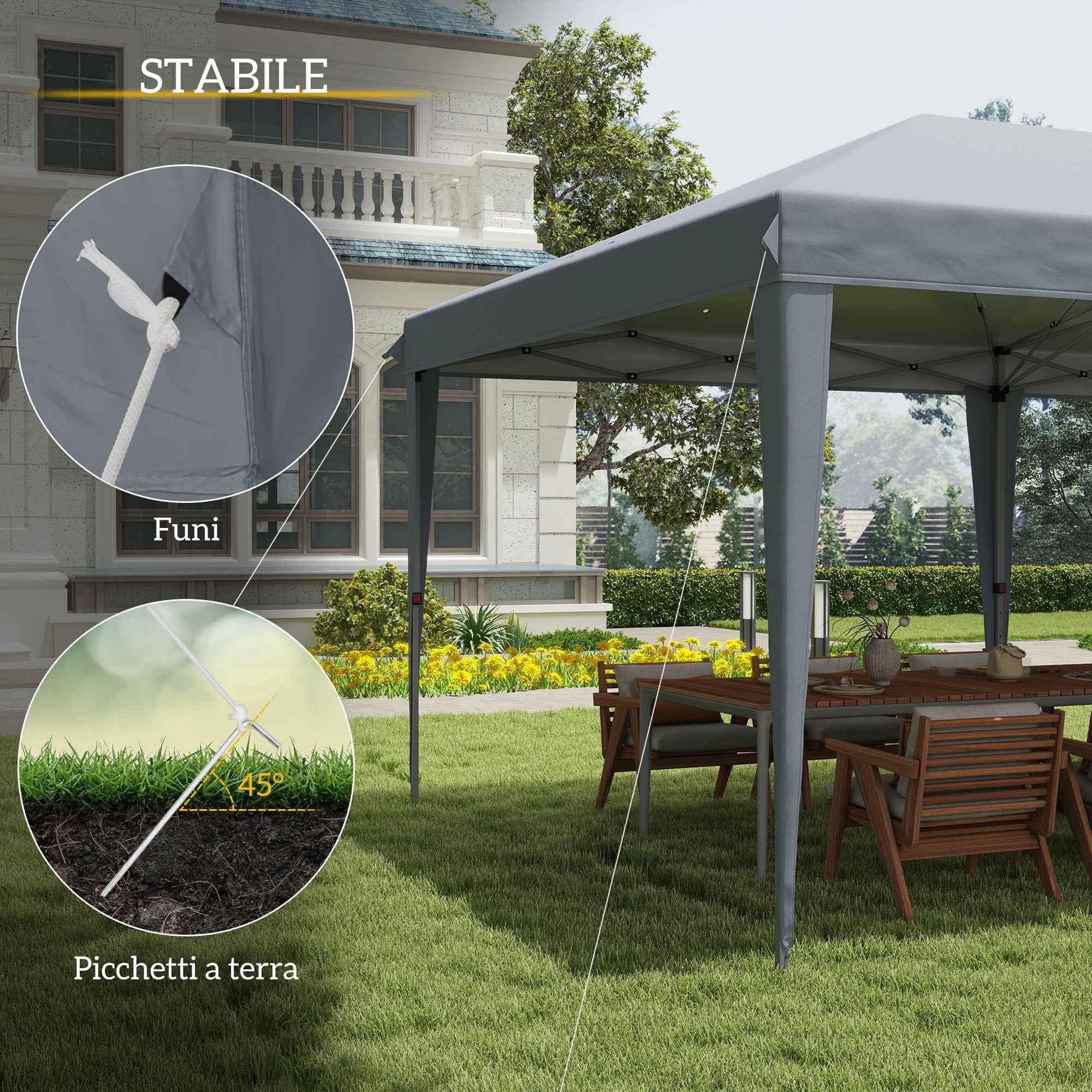 Outsunny 6x3m Pop-up Garden Gazebo Folding Party Tent with Carry Bag, Grey
