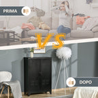 Industrial Style 2-Door Metal Storage Cabinet for Home and Garage, 75x33x110 cm, Black