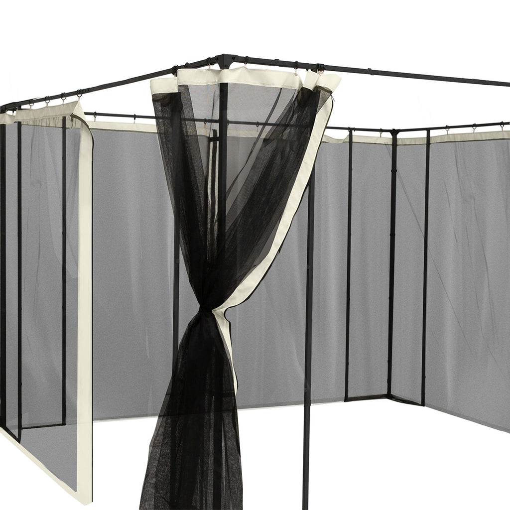 Outsunny Universal Replacement Gazebo Mosquito Net with Zippers, 352x207cm - Black and Beige