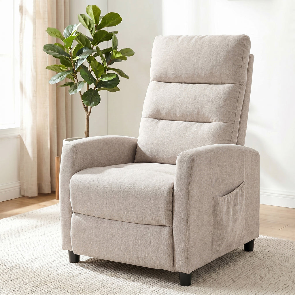 HOMCOM 160° Reclining Massage Chair with Footrest and Remote Control, 66x91x108 cm, Cream White Chenille
