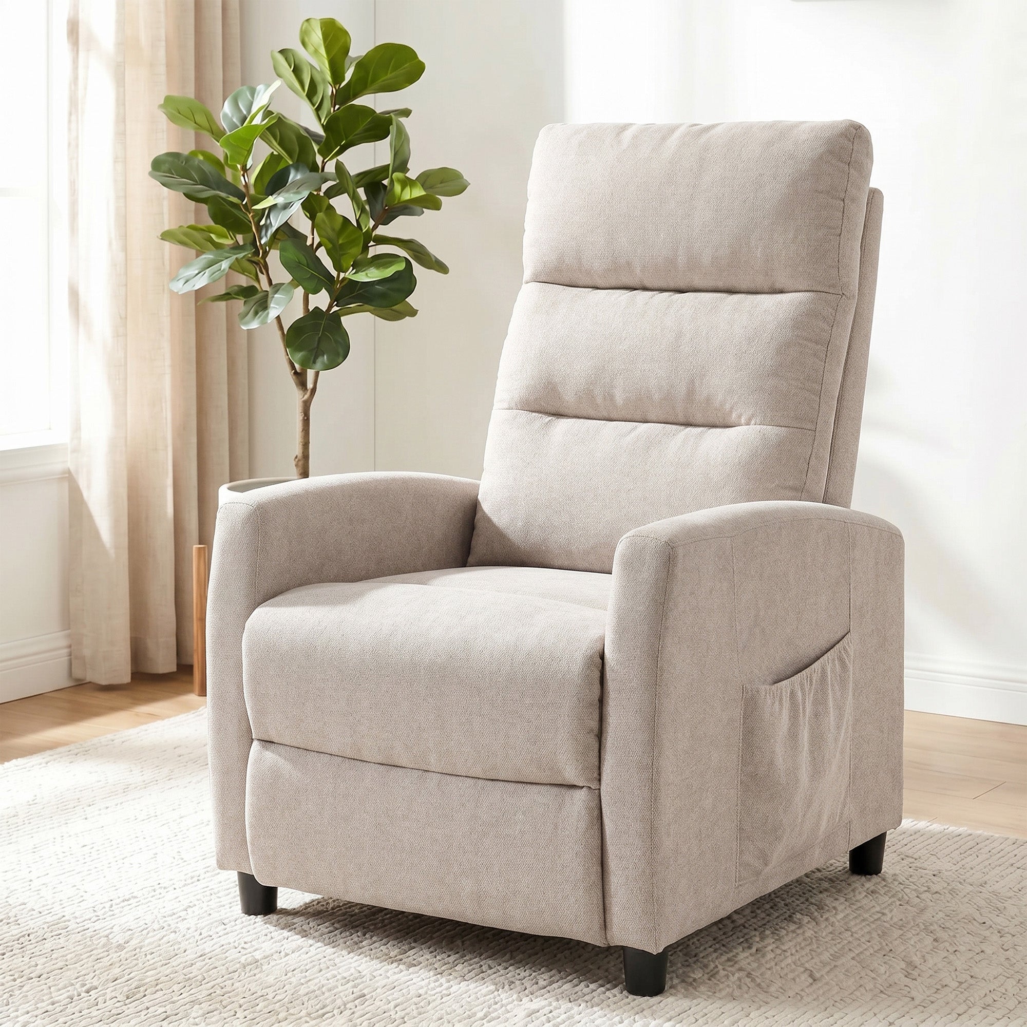 HOMCOM 160° Reclining Massage Chair with Footrest and Remote Control, 66x91x108 cm, Cream White Chenille