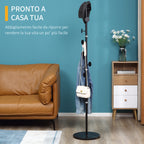 Coat Rack with 8 Hooks, Steel Frame with Marble Base, 35x35x170cm, Black