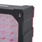 Plastic Drawer Cabinet for Small Parts with 39 Transparent Drawers, Wall or Floor Mounting 38x16x47.5cm Pink