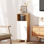 Space-Saving Bathroom Cabinet with 2 Shelves and Open Compartment, 30x30x79.7 cm, White and Wood