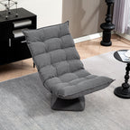 Velvet Swivel Lounge Chair with 5-Position Adjustable Backrest, 62x70x95 cm, Grey