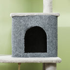 132cm High Multi-Level Cat Tree with House, Bed, Scratching Posts, Brush and Ball, Grey