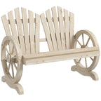 Outsunny Country Style Wooden Garden Bench with Wheel Armrests, 108x66x95cm, Natural Wood